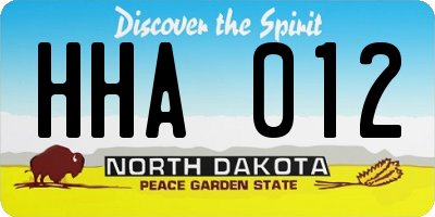 ND license plate HHA012