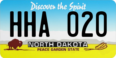 ND license plate HHA020