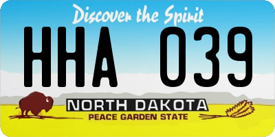 ND license plate HHA039