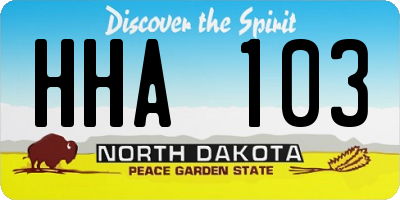 ND license plate HHA103