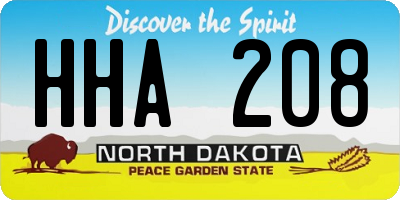 ND license plate HHA208