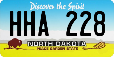 ND license plate HHA228
