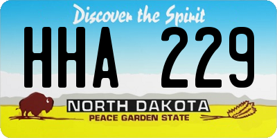 ND license plate HHA229