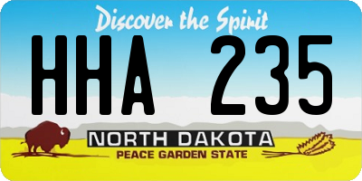 ND license plate HHA235