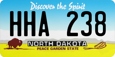 ND license plate HHA238