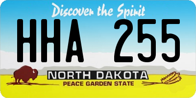 ND license plate HHA255