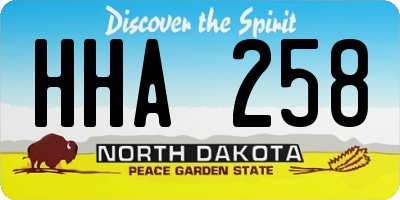 ND license plate HHA258