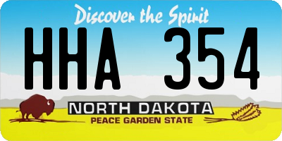 ND license plate HHA354