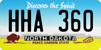 ND license plate HHA360