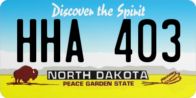 ND license plate HHA403