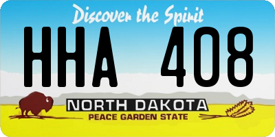 ND license plate HHA408