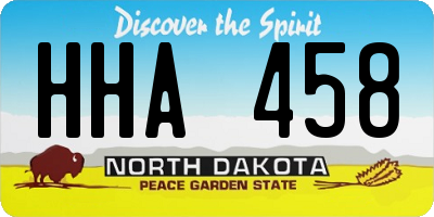 ND license plate HHA458
