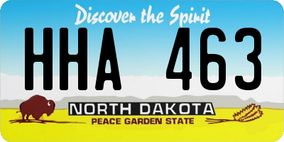 ND license plate HHA463