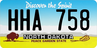 ND license plate HHA758