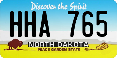 ND license plate HHA765