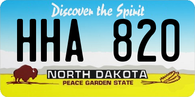 ND license plate HHA820