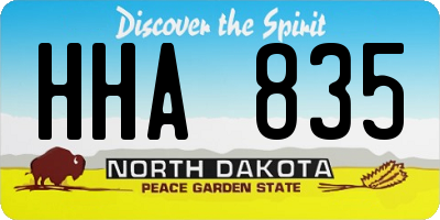 ND license plate HHA835
