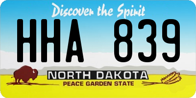 ND license plate HHA839