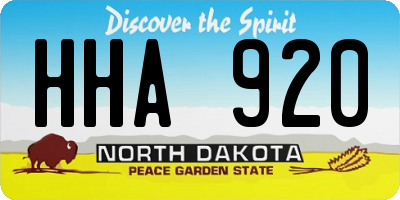 ND license plate HHA920