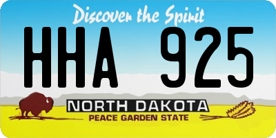 ND license plate HHA925