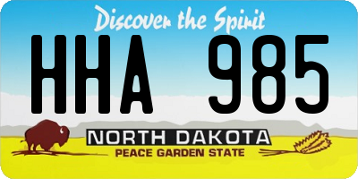 ND license plate HHA985