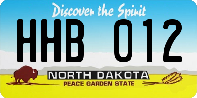 ND license plate HHB012