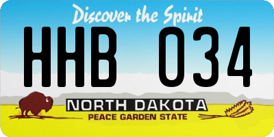 ND license plate HHB034
