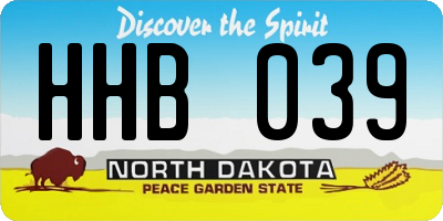 ND license plate HHB039