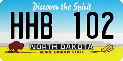 ND license plate HHB102