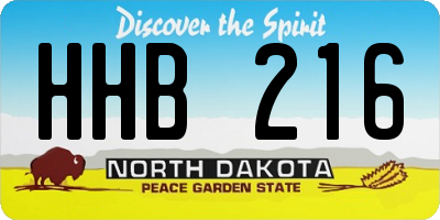 ND license plate HHB216