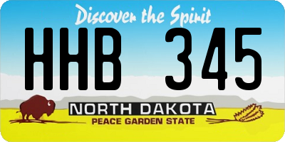 ND license plate HHB345