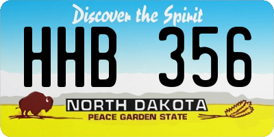 ND license plate HHB356