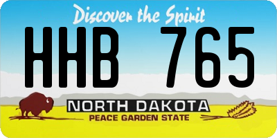 ND license plate HHB765