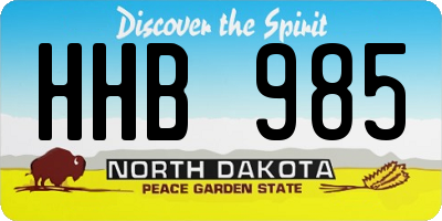 ND license plate HHB985