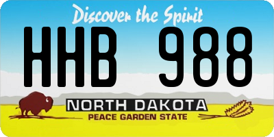 ND license plate HHB988