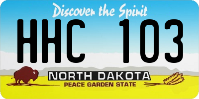 ND license plate HHC103