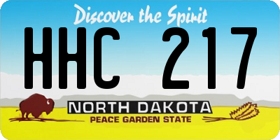 ND license plate HHC217