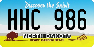 ND license plate HHC986