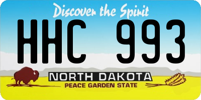 ND license plate HHC993