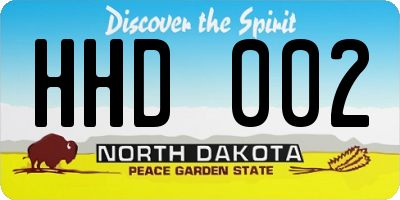 ND license plate HHD002