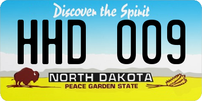 ND license plate HHD009