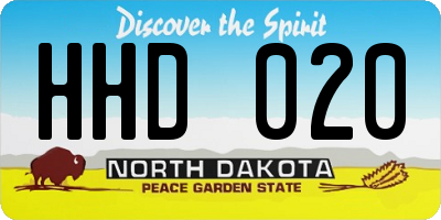 ND license plate HHD020
