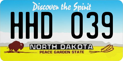 ND license plate HHD039