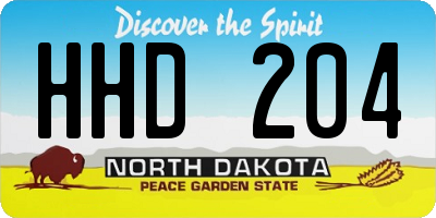 ND license plate HHD204