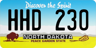 ND license plate HHD230