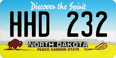 ND license plate HHD232