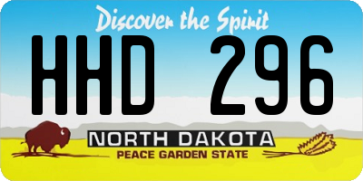 ND license plate HHD296