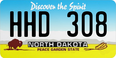 ND license plate HHD308