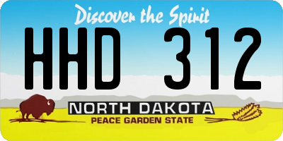 ND license plate HHD312