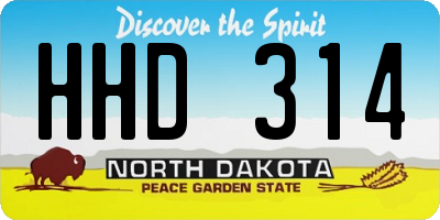 ND license plate HHD314